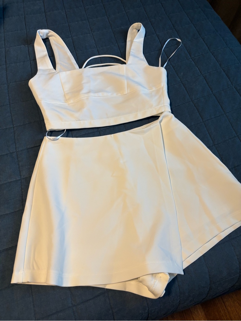 Lulu's White Crop Top Set - Two-Piece Skirt & Bustier